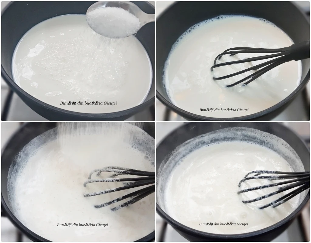 colaj adaugare zahar si gris in lapte