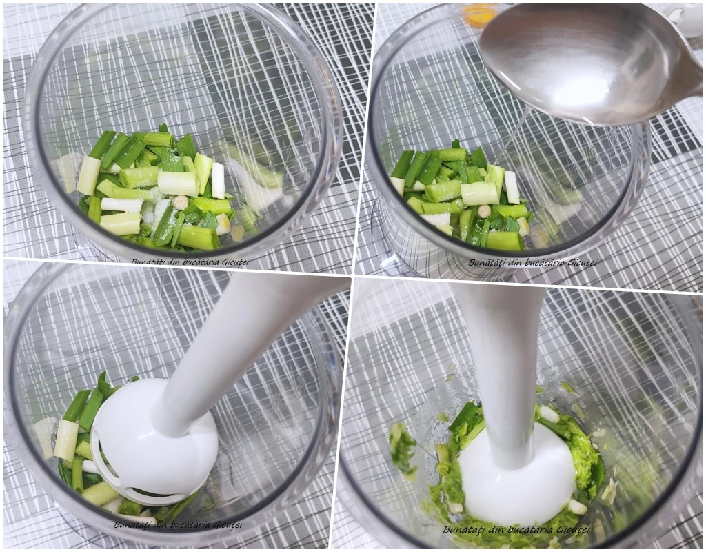 colaj cu usturoiul taiat si pus in vas vasul mixerului