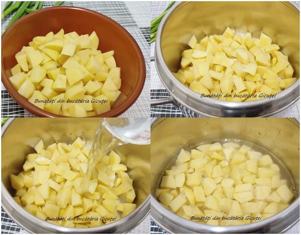 curatarea, taierea si fierberea cartofilor