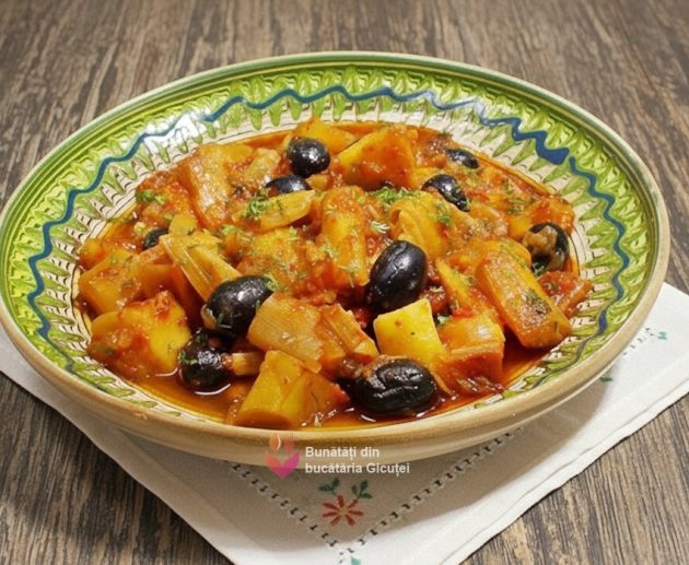 mancare de praz cu masline si cartofi