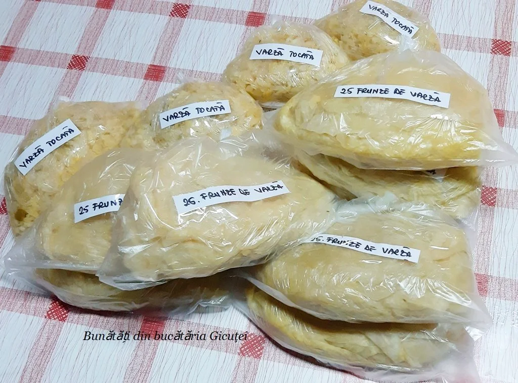 pungute cu varza murata pentru pastrat in congelator