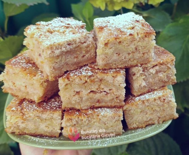 platou prajitura cu mere si gris