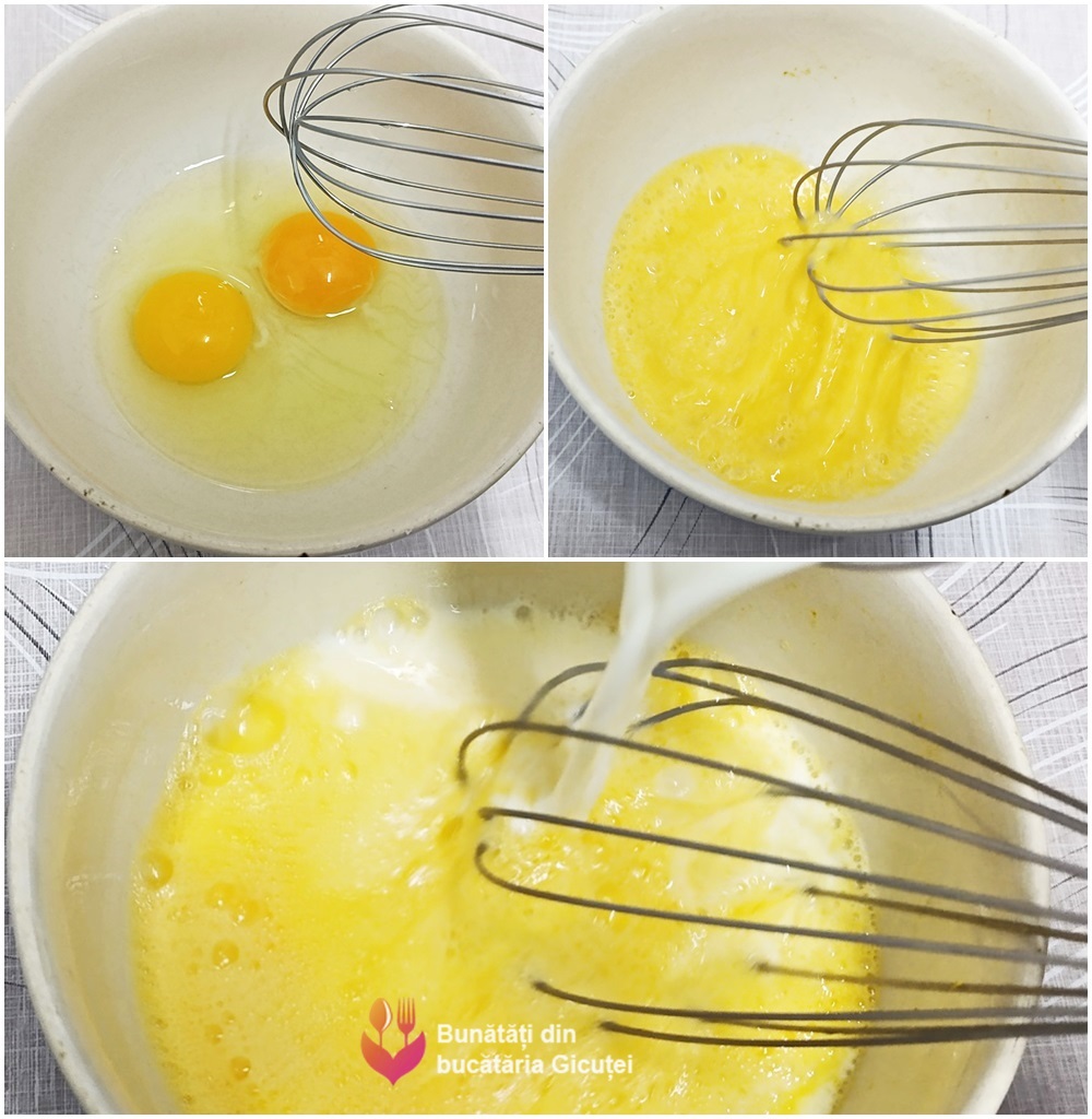 ouale batute si amestecate cu laptele