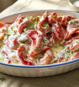 Salată de ardei copți cu iaurt, usturoi și mărar