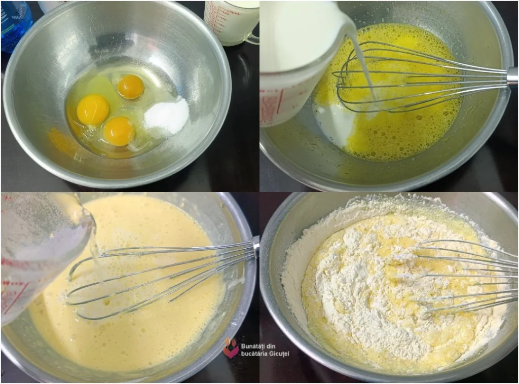 amestecarea ingredientelor pentru clatite